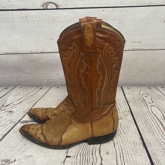 Montana Cowboy Boots Mens 7E Brown Leather‎ Pull On Western Pointed Toe main image 11